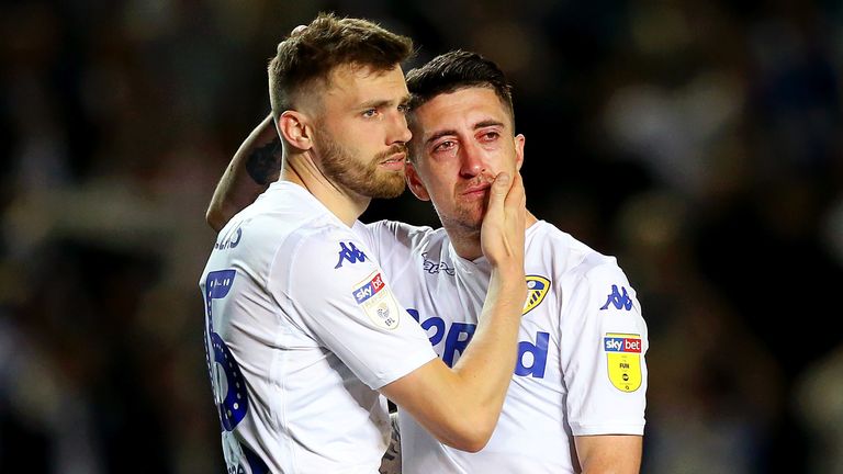 LEEDS, ENGLAND - MAY 15:  of Leeds United of Derby County during the Sky Bet Championship Play-off Semi Final, second leg match between Leeds United and Derby County at Elland Road on May 15, 2019 in Leeds, England. (Photo by Alex Livesey/Getty Images)