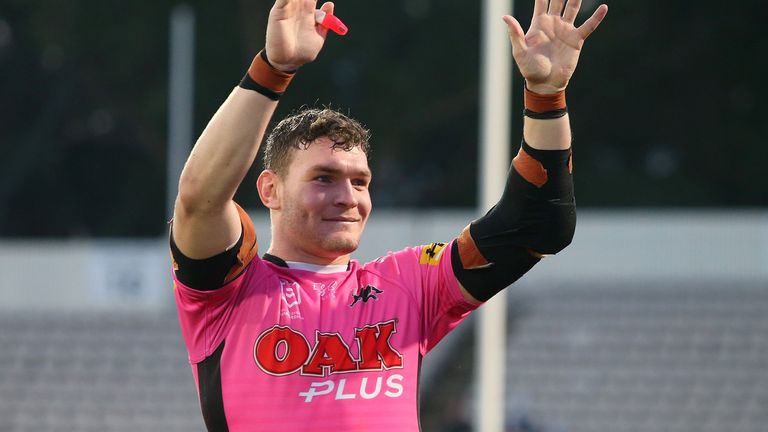 SYDNEY, AUSTRALIA - JULY 11: Liam Martin of the Panthers waves to the crowd after the Panthers won the round nine NRL match between the Cronulla Sharks and the Penrith Panthers at Netstrata Jubilee Stadium on July 11, 2020 in Sydney, Australia. (Photo by Jason McCawley/Getty Images)