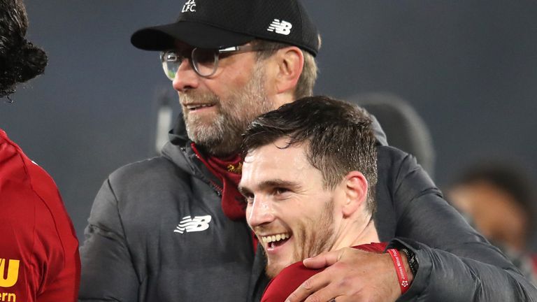 Liverpool manager Jurgen Klopp and defender Andy Robertson