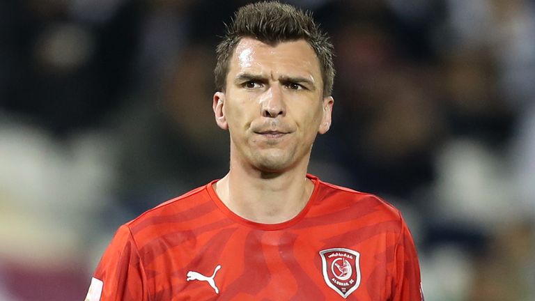 Al-Duhail's Croatian forward Mario Mandzukic looks on during the Qatar Cup final match between Al-Sadd and Al-Duhail at the Jassim Bin Hamad Stadium on January 17, 2020. - Al-Sadd won the match 4-0. (Photo by KARIM JAAFAR / AFP) (Photo by KARIM JAAFAR/AFP via Getty Images)