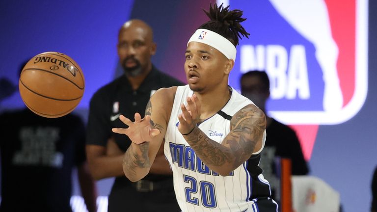 Markelle Fultz in action for the Orlando Magic against the Brooklyn Nets