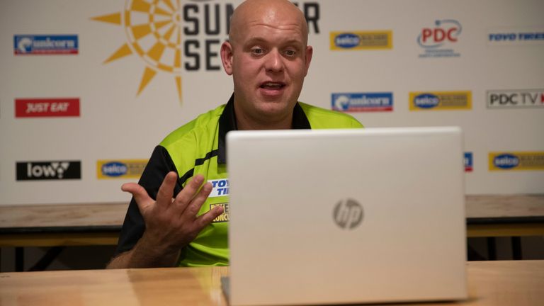 Van Gerwen faces the media after claim the honours in Milton Keynes