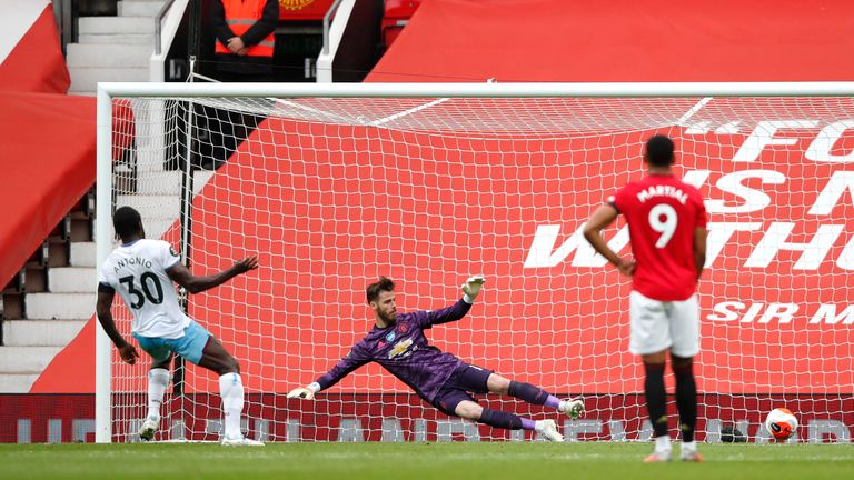 Michail Antonio slots home his 10th Premier League goal of the season