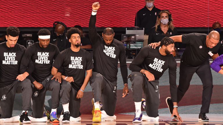 NBA players kneel during anthem in Black Lives Matter protest at restart |  NBA News | Sky Sports