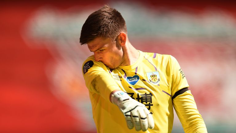 Nick Pope was booked for time-wasting in stoppage time