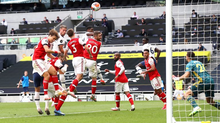 Tottenham's Toby Alderweireld scores his side's second goal against Arsenal