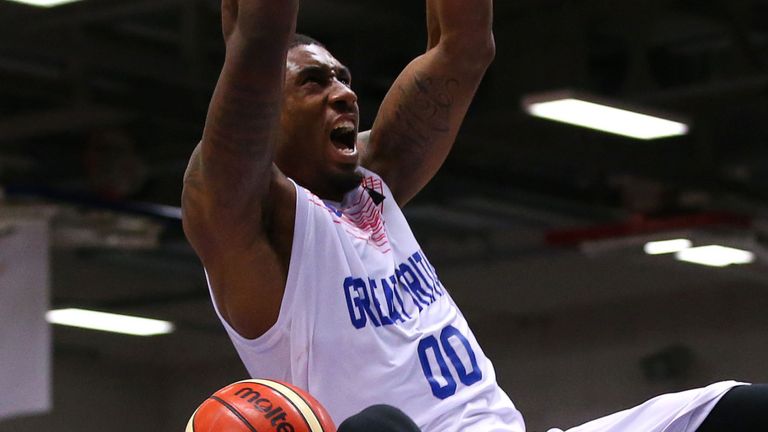Ovie Soko throws down a dunk for Great Britain