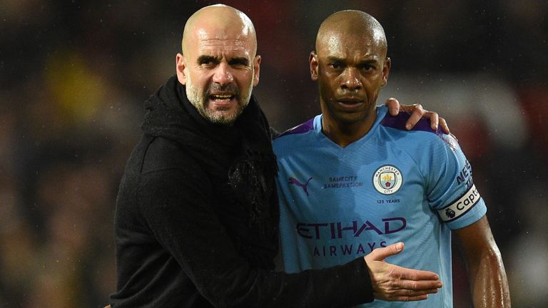 Pep Guardiola and Fernandinho