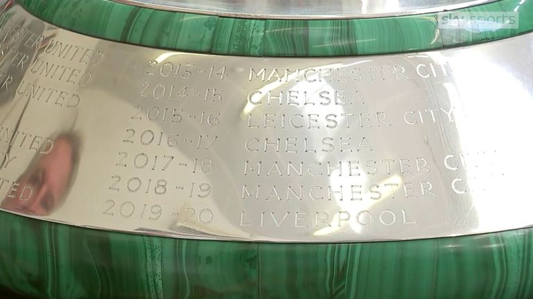 Liverpool&#39;s name on the Premier League trophy