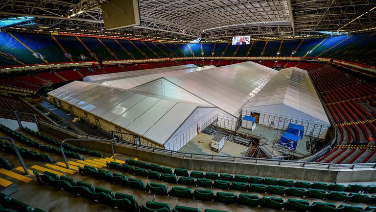The Principality Stadium in Cardiff has been converted into the Dragon's Heart Hospital