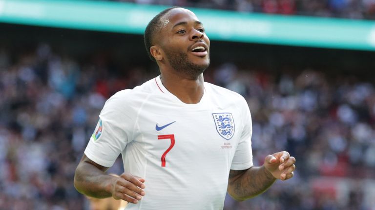 Raheem Sterling in action for England