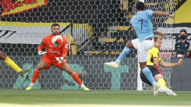 Raheem Sterling fires Manchester City ahead at Watford