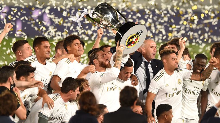 Real Madrid lift La Liga trophy