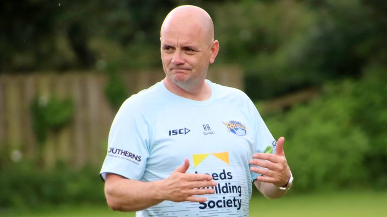 Picture by Phil Daly/Leeds Rhinos/SWpix.com - 14/07/2020 - Rugby League - Super League - Leeds Rhinos Training - Kirkstall, Leeds,  England - Leeds Rhinos back in training as rugby league Super League clubs return after the Coronovirus Covid 19 lay off, coach Richard Agar.