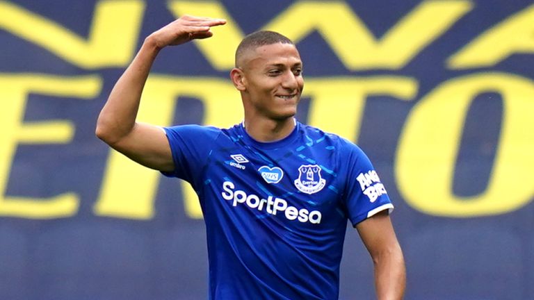 RIcharlison celebrates opening the scoring against Leicester