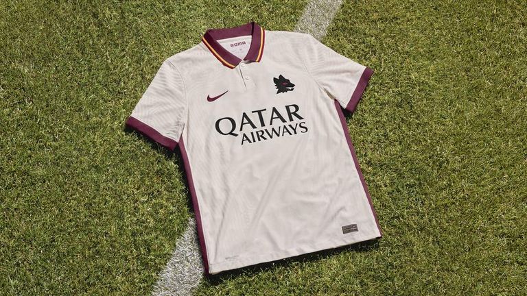 Roma's ivory away kit is designed by Nike