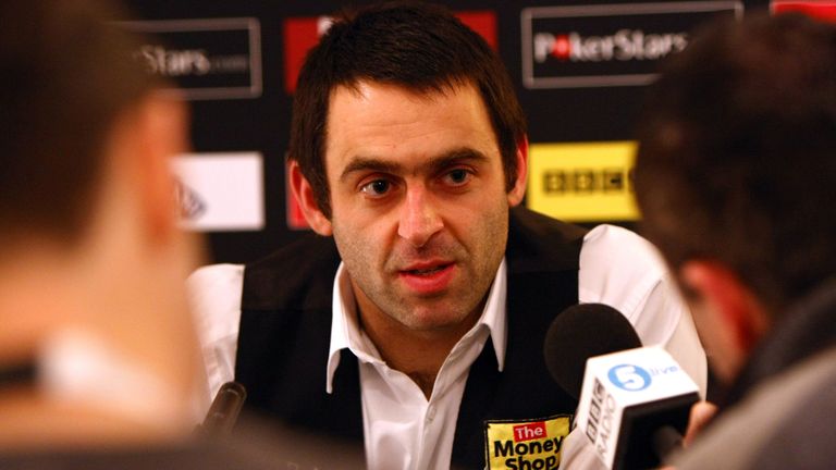 Ronnie O'Sullivan of England faces the media after winning his second round match against Neil Robertson of Australia during the PokerStars.com Masters at Wembley Arena on January 12, 2010 in London, England.