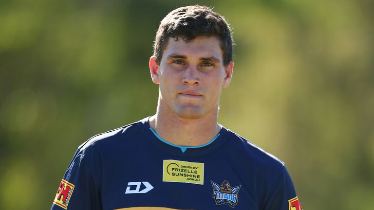 GOLD COAST, AUSTRALIA - JULY 18: Sam Stone poses after a Gold Coast Titans NRL training session on July 18, 2019 in Gold Coast, Australia. (Photo by Chris Hyde/Getty Images)