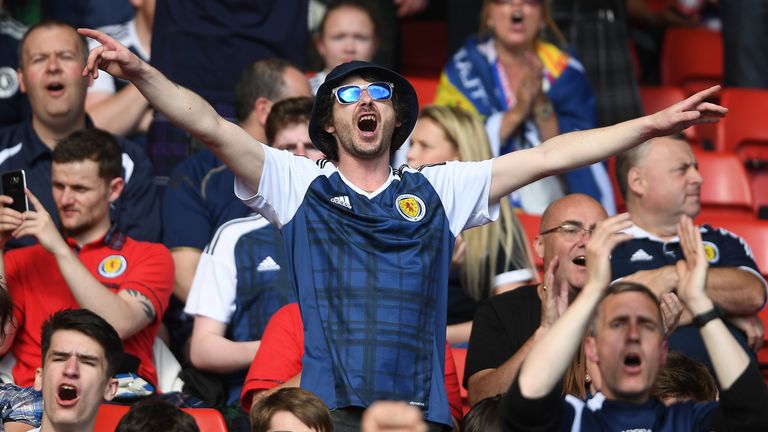 during the FIFA 2018 World Cup Qualifier between Scotland and England at Hampden Park National Stadium on June 10, 2017 in Glasgow, Scotland.