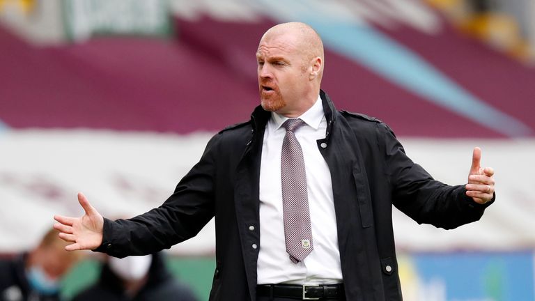 Burnley manager Sean Dyche gestures on the touchline