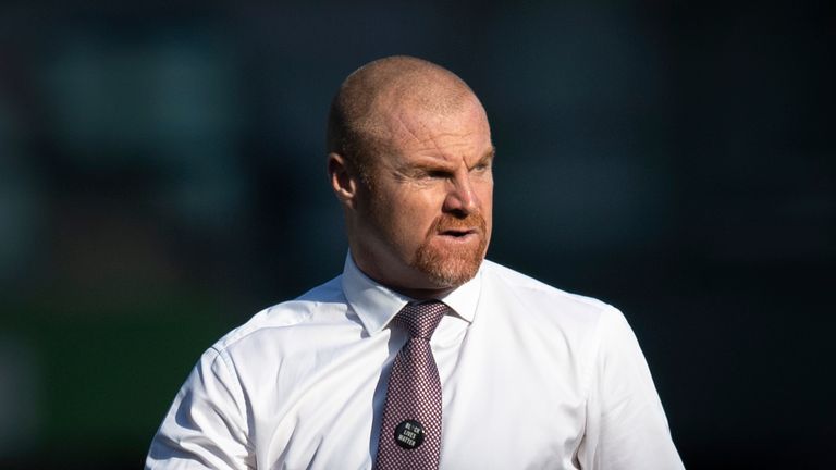 BURNLEY, ENGLAND - JUNE 25: Burnley manager Sean Dyche walks to the changing rooms at half time during the Premier League match between Burnley FC and Watford FC at Turf Moor on June 25, 2020 in Burnley, United Kingdom. (Photo by Visionhaus)