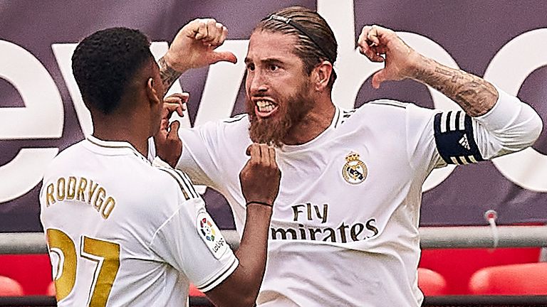 Sergio Ramos’s second-half penalty saw Real Madrid beat Athletic Bilbao 1-0 at San Mames as Zinedine Zidane’s side remained in charge of the La Li