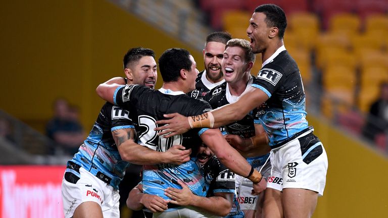 Sharks celebrate their win