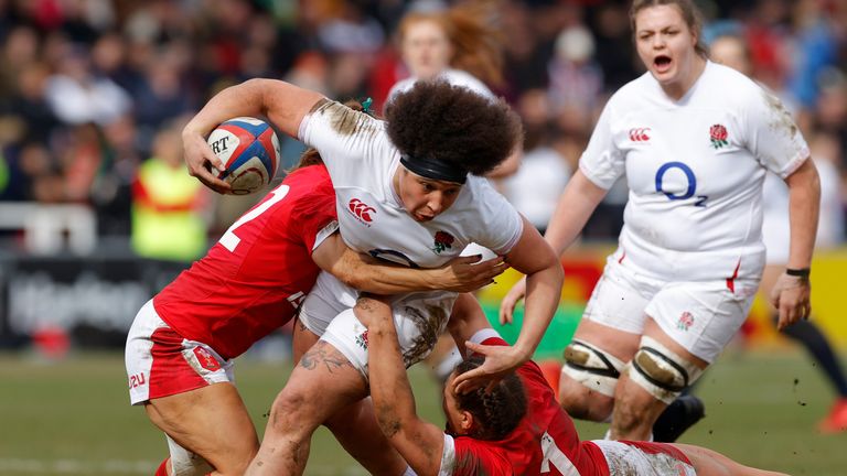 Brown in action for England Women against Wales Women in the Six Nations earlier this year