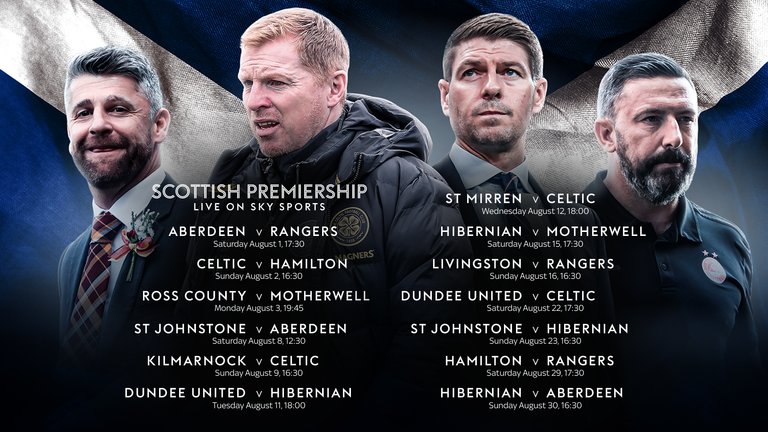 Scottish Premiership games live on Sky Sports in August