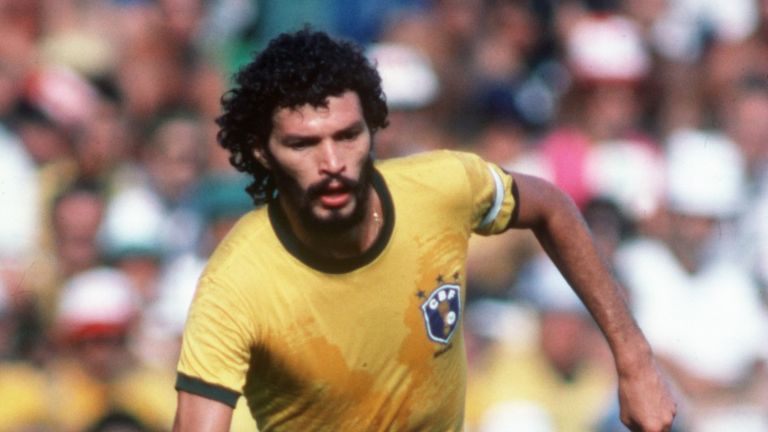 Socrates in action for Brazil at the 1982 World Cup
