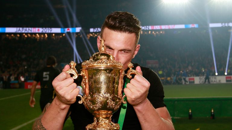 Sonny Bill Williams pictured with the Webb Ellis Cup in 2015