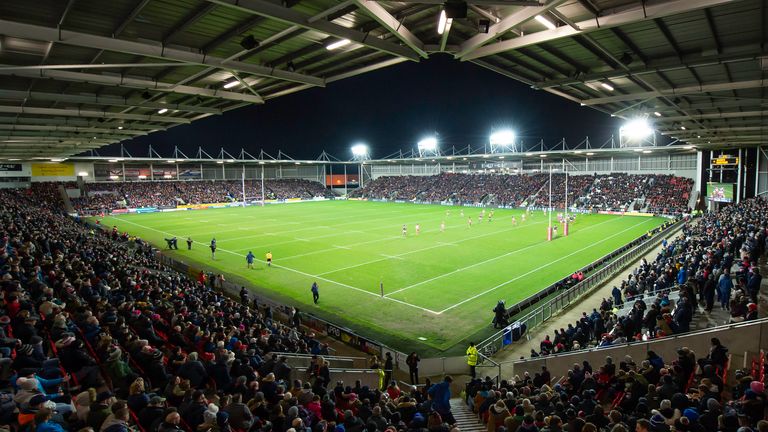 Picture by Allan McKenzie/SWpix.com - 22/02/2020 - Rugby League - Betfred World Club Challenge - St Helens v Sydney Roosters - The Totally Wicked Stadium, Langtree Park, St Helens, England - A general view (GV) of St Helens playing Sydney Roosters.