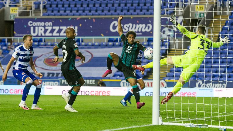 Wayne Routledge completes Swansea's incredible five-goal swing over play-off rivals Nottingham Forest with his side's fourth of the game against Reading