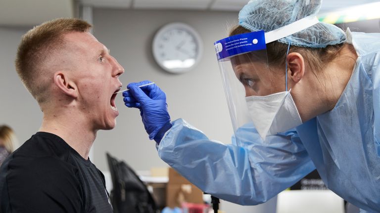 Ted Cheeseman being tested for Covid-19