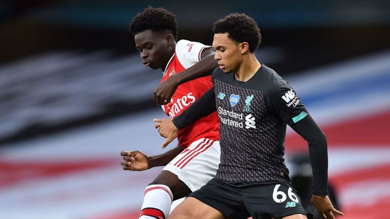 Trent Alexander-Arnold avoided a red card for a challenge with Bukayo Saka