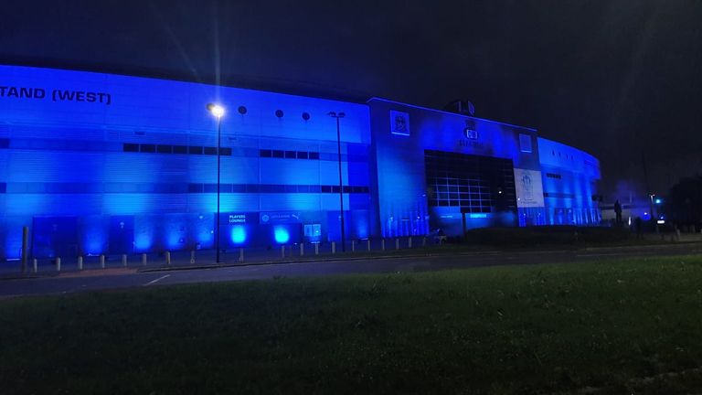 PIC 3 - Wigan Athletic Supporters' Club lit up the DW Stadium in the club's colours