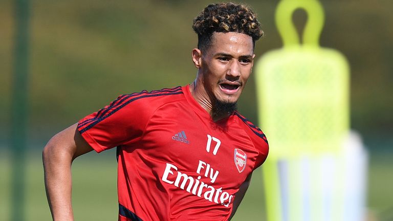 William Saliba training with Arsenal