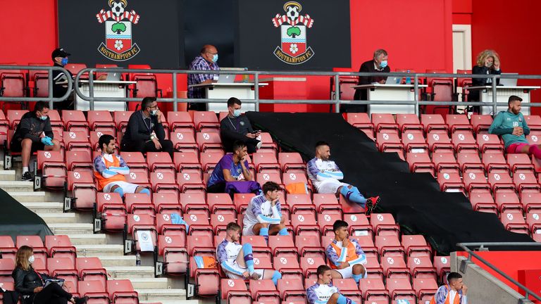 Socially distanced substitute benches have become a feature the Premier League restarted