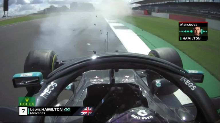 Lewis Hamilton lost it and span around, kicking up some gravel onto the circuit during Q2 of the British Grand Prix.