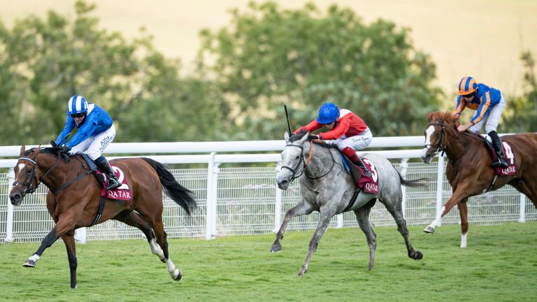 Enbihaar ridden by Jim Crowley wins the Qatar Lillie Langtry Stakes 