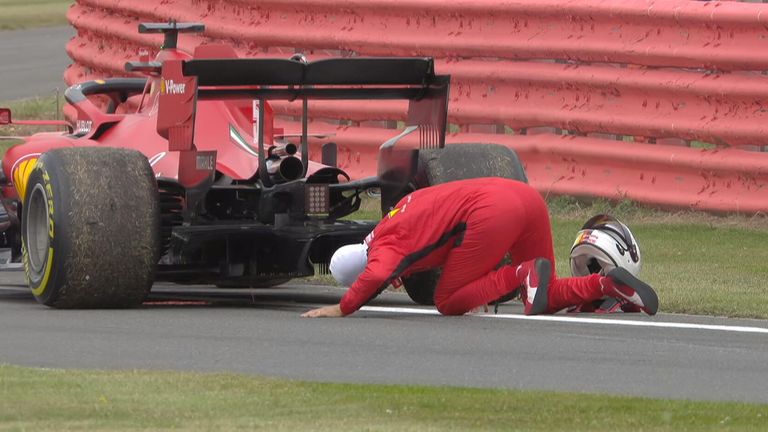 Sebastian Vettel suffered an engine failure during P2 of the 70th Anniversary GP.