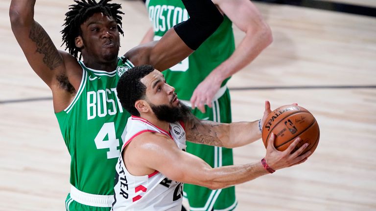 Boston Celtics up against the Toronto Raptors.