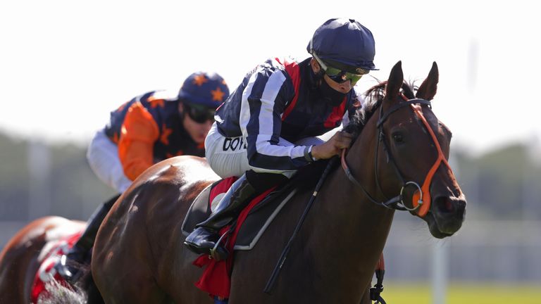 Happy Romance ridden by Sean Levey (right) wins the Goffs UK Premier Yearling Stakes at York
