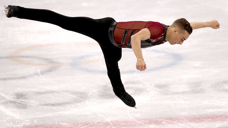 GANGNEUNG, SOUTH KOREA - FEBRUARY 16: Adam Rippon of the United States competes during the Men's Single Skating Short Program at Gangneung Ice Arena on February 16, 2018 in Gangneung, South Korea. (Photo by Ronald Martinez/Getty Images)