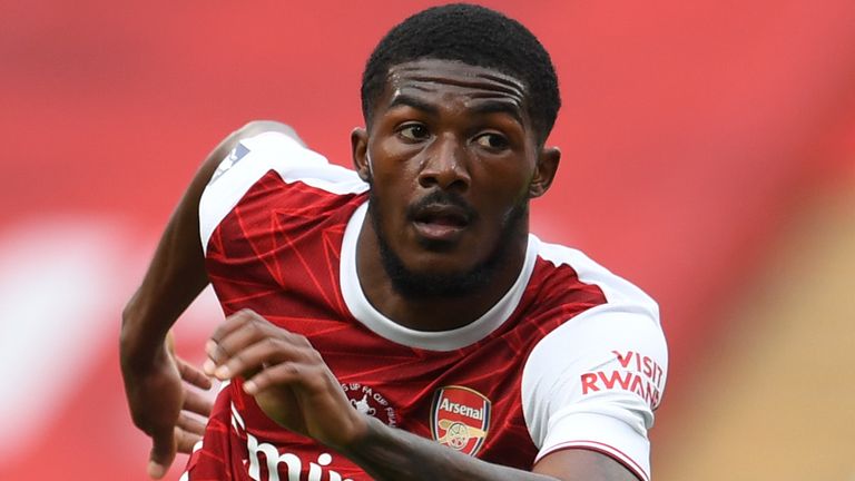 LONDON, ENGLAND - AUGUST 01: Ainsley Maitland-Niles of Arsenal during the FA Cup Final match between Arsenal and Chelsea at Wembley Stadium on August 01, 2020 in London, England. 