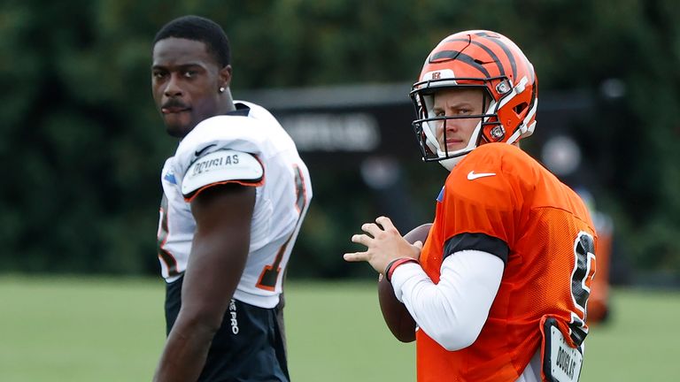 A.J. Green and Joe Burrow in Bengals training camp