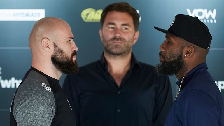 HANDOUT PICTURE COMPLIMENTS OF MATCHROOM BOXING.Alen Babic and Shawndell Winters Final Press Confrence ahead of their heavyweight bout on saturday Night..20 August 2020.Picture By Mark Robinson.                   