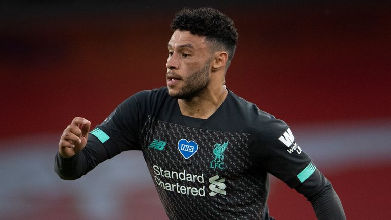 Liverpool midfielder Alex Oxlade-Chamberlain in Premier League action away to Arsenal