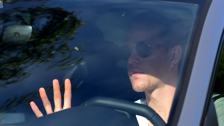 Barcelona&#39;s German goalkeeper Marc-Andre Ter Stegen arrives at Barcelona&#39;s Ciutat Esportiva Joan Gamper in Sant Joan Despi to undergo a medical test for COVID-19, on August 30, 2020. - Lionel Messi was not seen attending Barcelona&#39;s training ground for coronavirus tests today morning, raising the possibility he will boycott pre-season to force his way out of the club. 