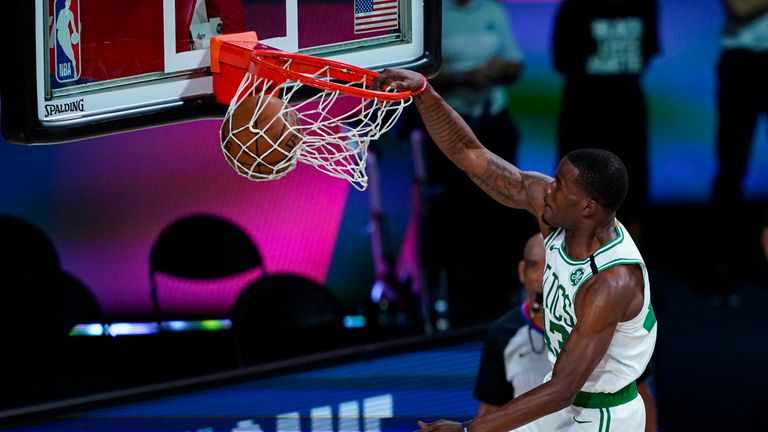 Brad Wanamaker found Javonte Green for a reverse alley-oop slam dunk as the Boston Celtics thrashed the Brooklyn Nets 149-115.